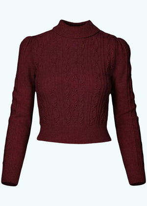 Ice Skater Sweater i maroon merinould og cashmere bluse Emmy Design 