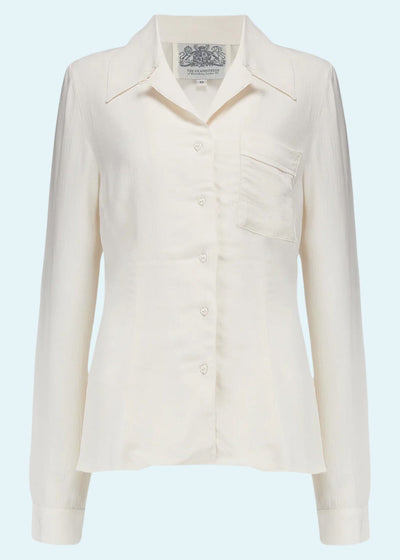 Jacqui vintage stils Skjorte i creme toej Seamstress Of Bloomsbury 