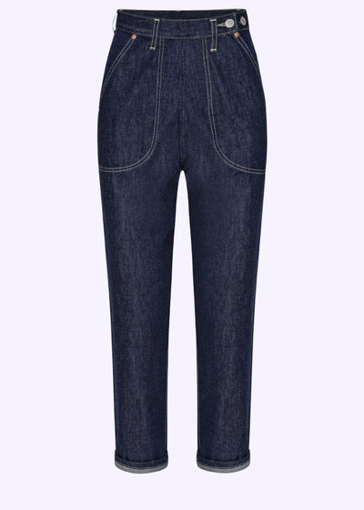 Jeanies Pedal-Pusher jeans i højtaljet 50'er look tøj Freddies Of Pinewood 
