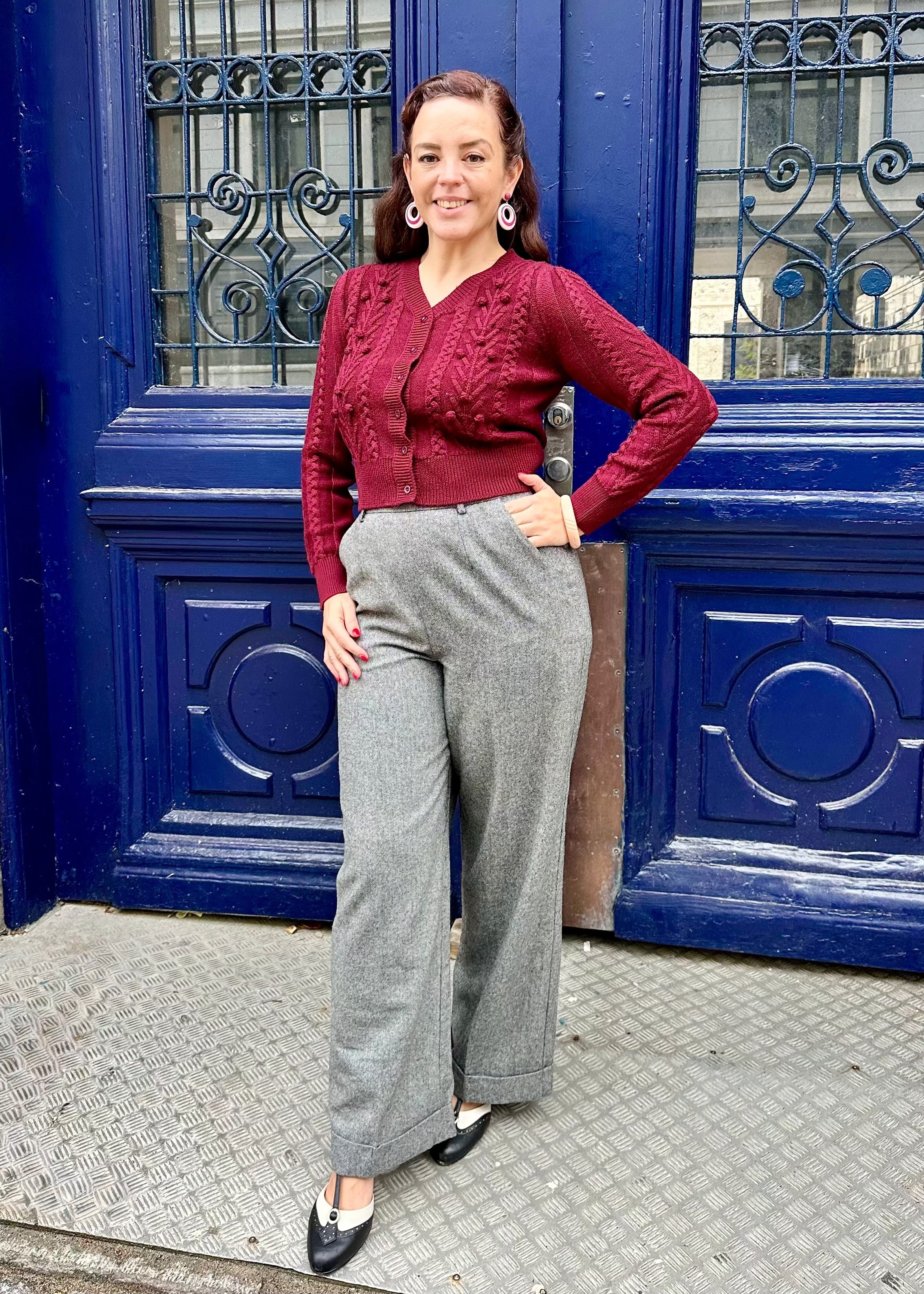 Judy cardigan - burgundy cardigan Weekend Doll 