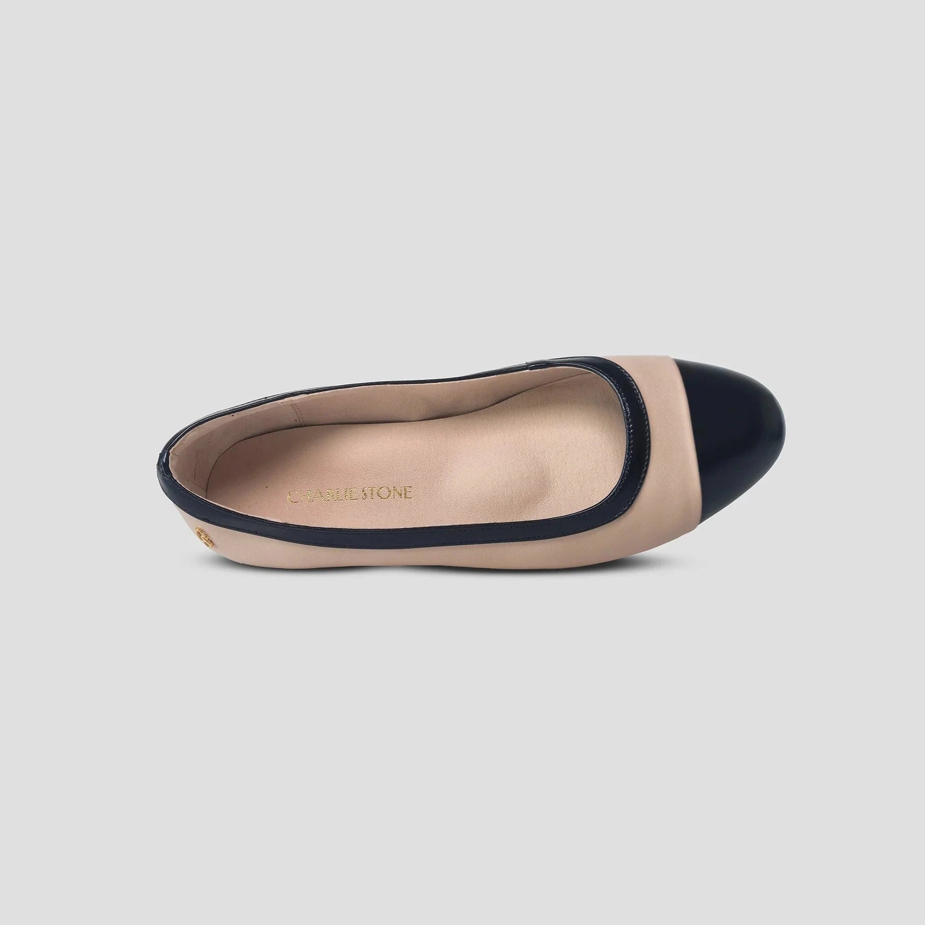Kensington ballerina sko i beige og sort sko Charlie Stone 