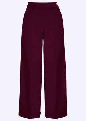 Klassiske højtaljede bukser i bordeaux bukser Weekend Doll 