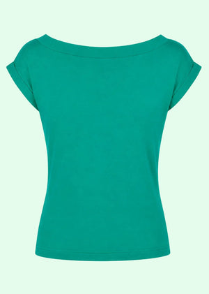 Kortærmet vendbar boatneck top - grøn jersey top Daisy Dapper 
