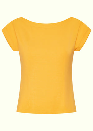 Kortærmet vendbar boatneck top i gul jersey top Daisy Dapper 