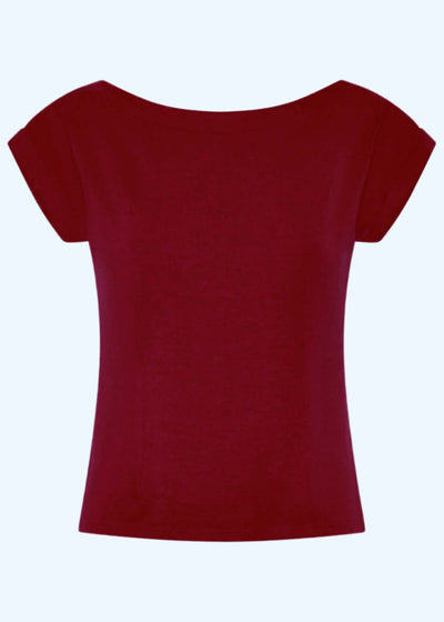 Kortærmet vendbar boatneck top - rød jersey top Daisy Dapper 