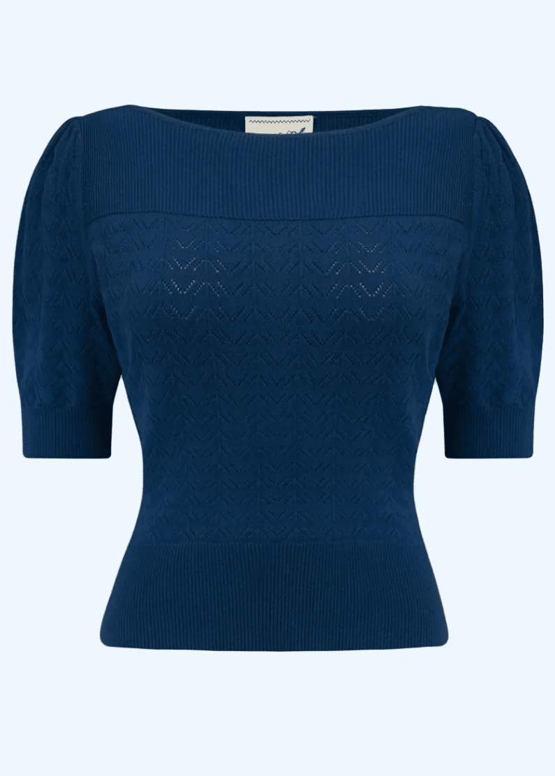 Lana strikbluse - navy blå strik top Weekend Doll 