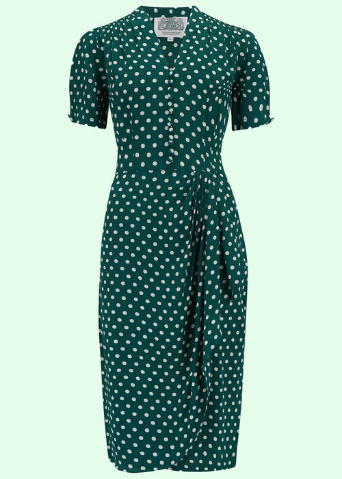 Mabel 1940'er kjole - grøn med prikker