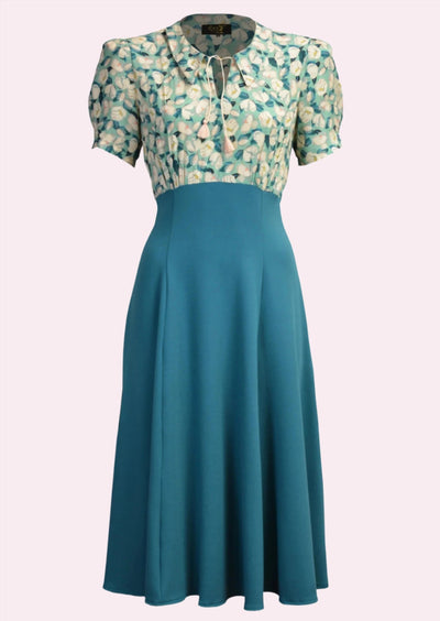 Martha 1940er stils kjole i teal og Magnolia Bliss tøj House Of Foxy 