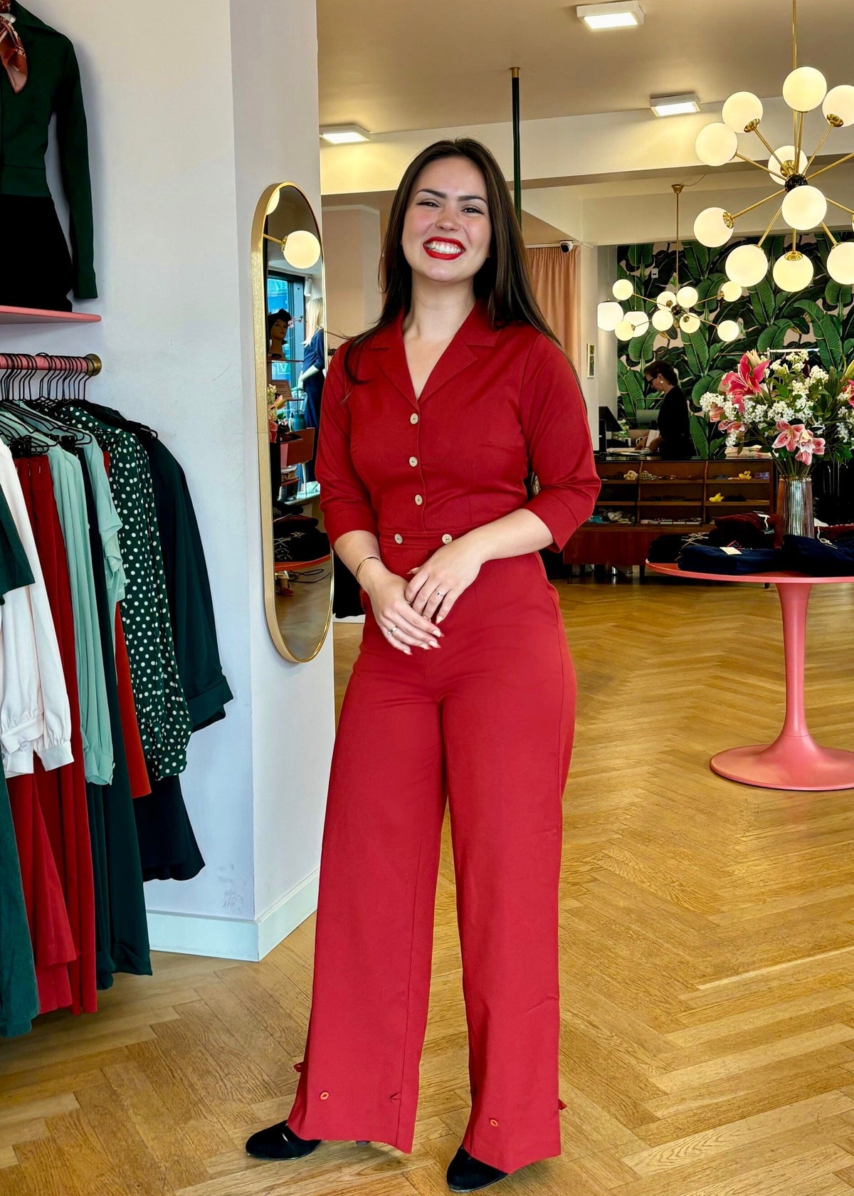 Maxine buksedragt med 3/4 lange ærmer - rust rød buksedragt Daisy Dapper 