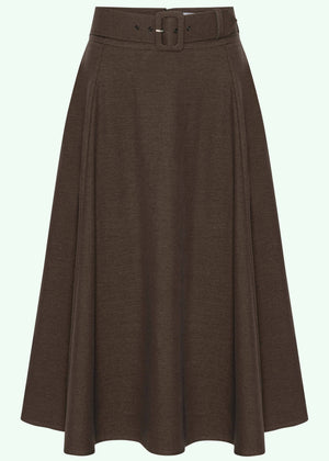 Midi skirt med bælte i brun Nederdel Daisy Dapper 
