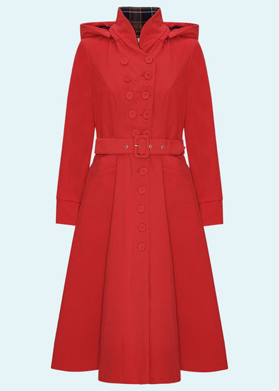 Miss Candyfloss: Vandafvisende swing frakke i rød Miss Candyfloss 