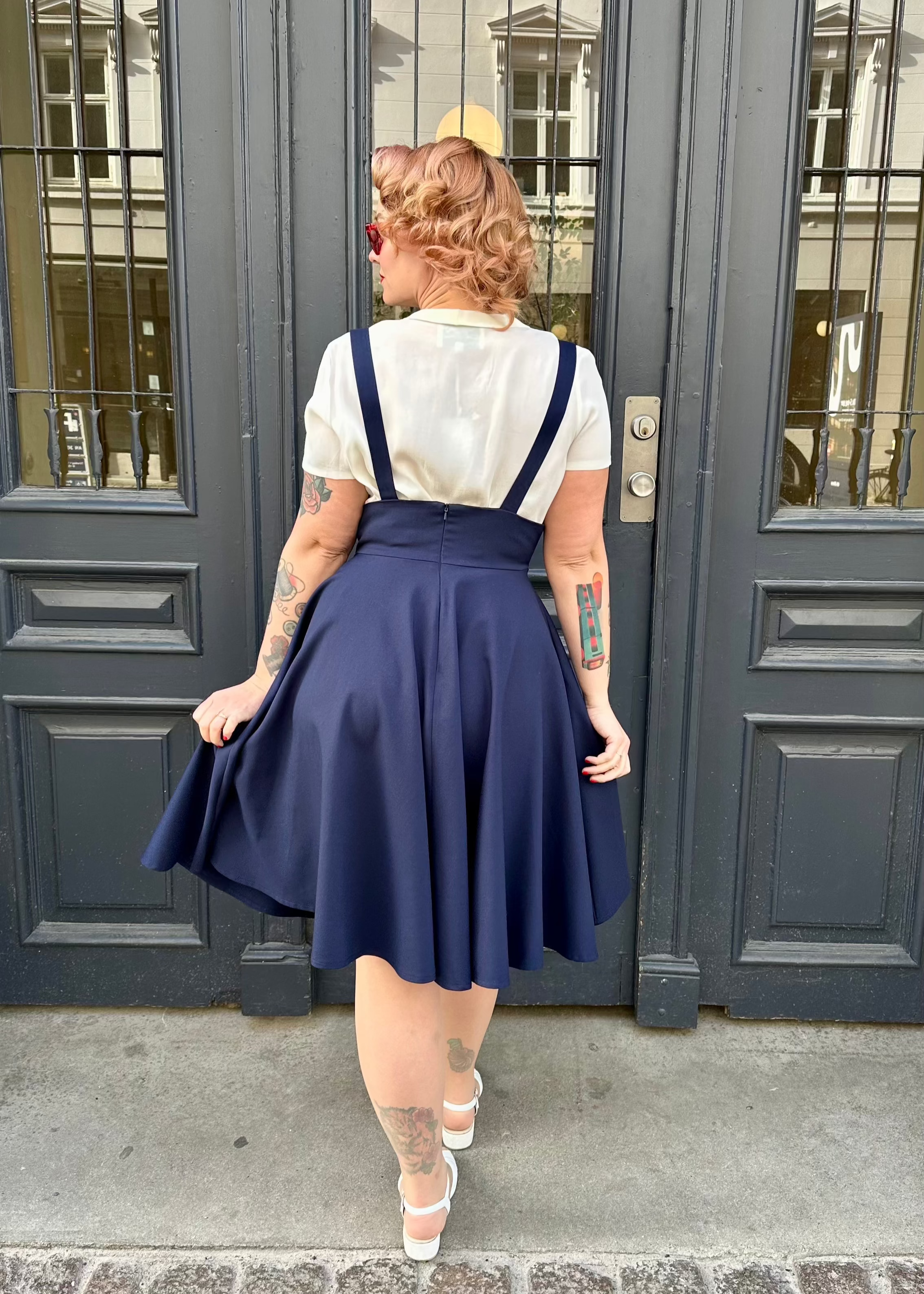Pinafore swingnederdel i navy blå Nederdel Daisy Dapper 