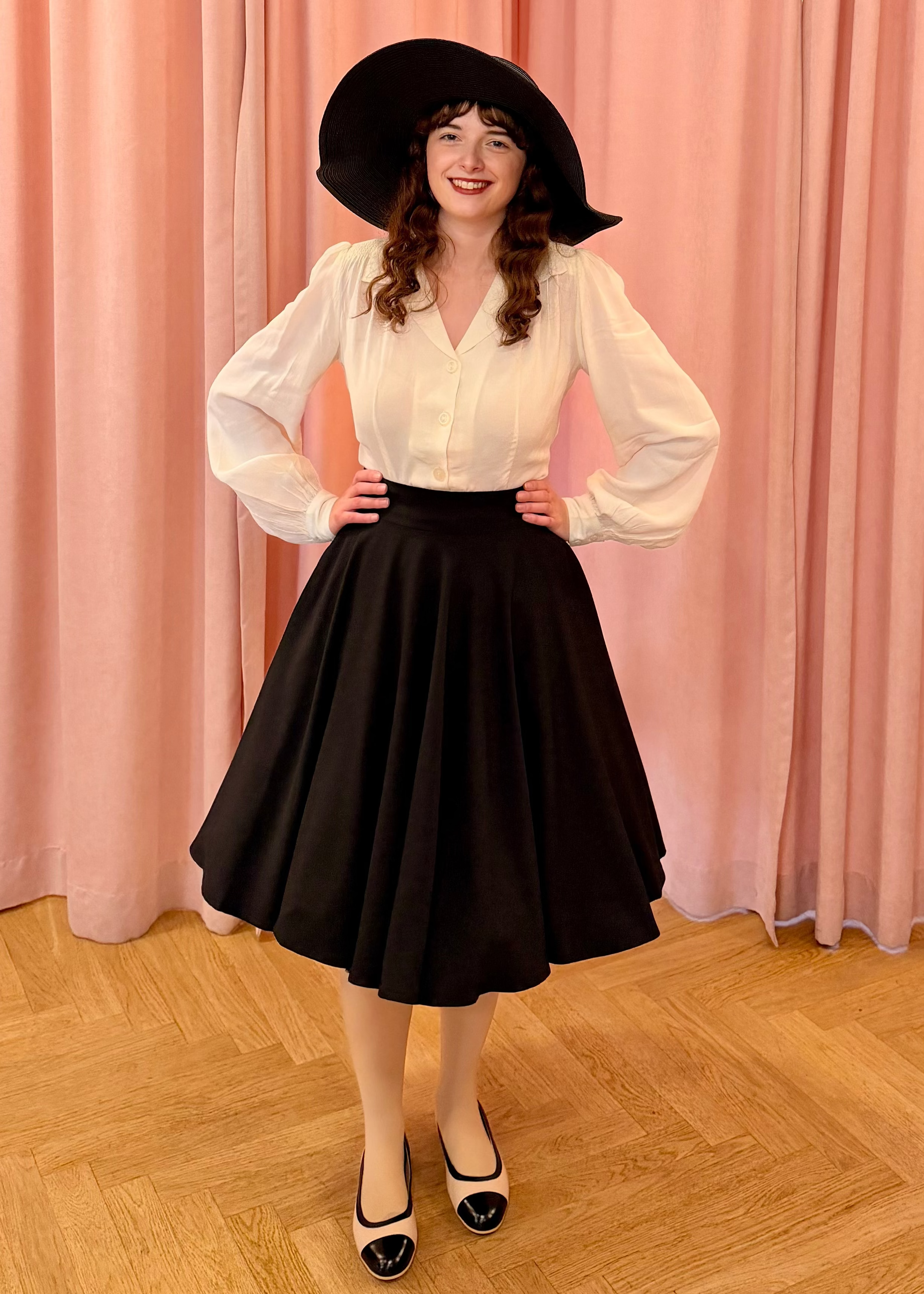 Poppy vintage stils skjortebluse - creme langærmet skjorte Seamstress Of Bloomsbury 