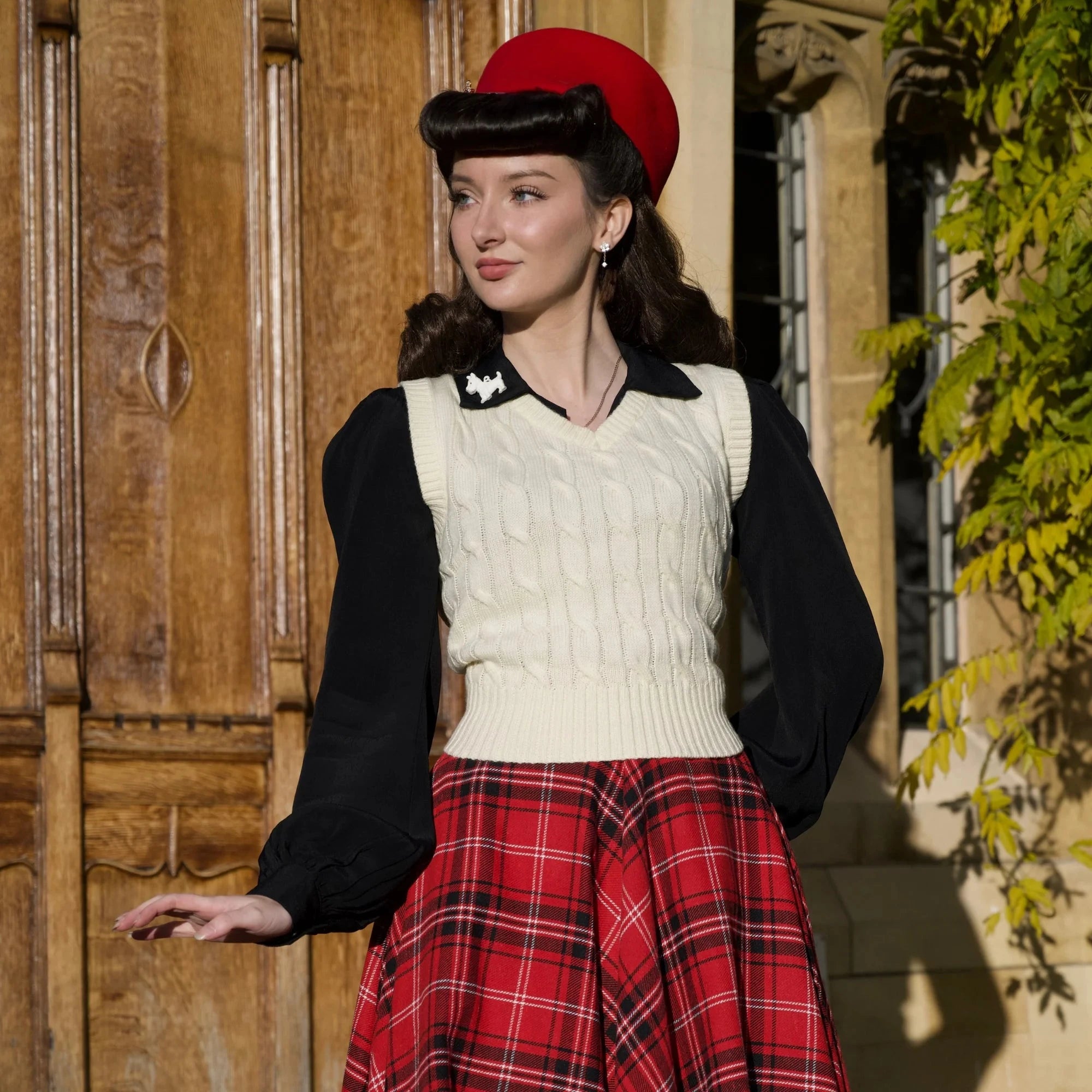 Poppy vintage stils skjortebluse - sort langærmet skjorte Seamstress Of Bloomsbury 