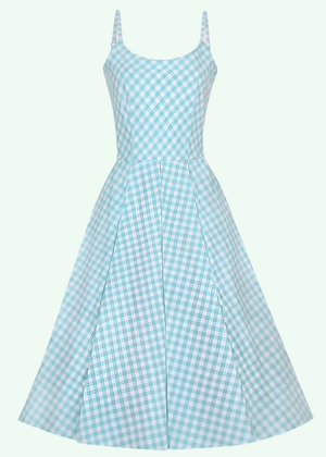 Priscilla swingkjole i mint gingham tern Kjoler Pretty Dress Company 