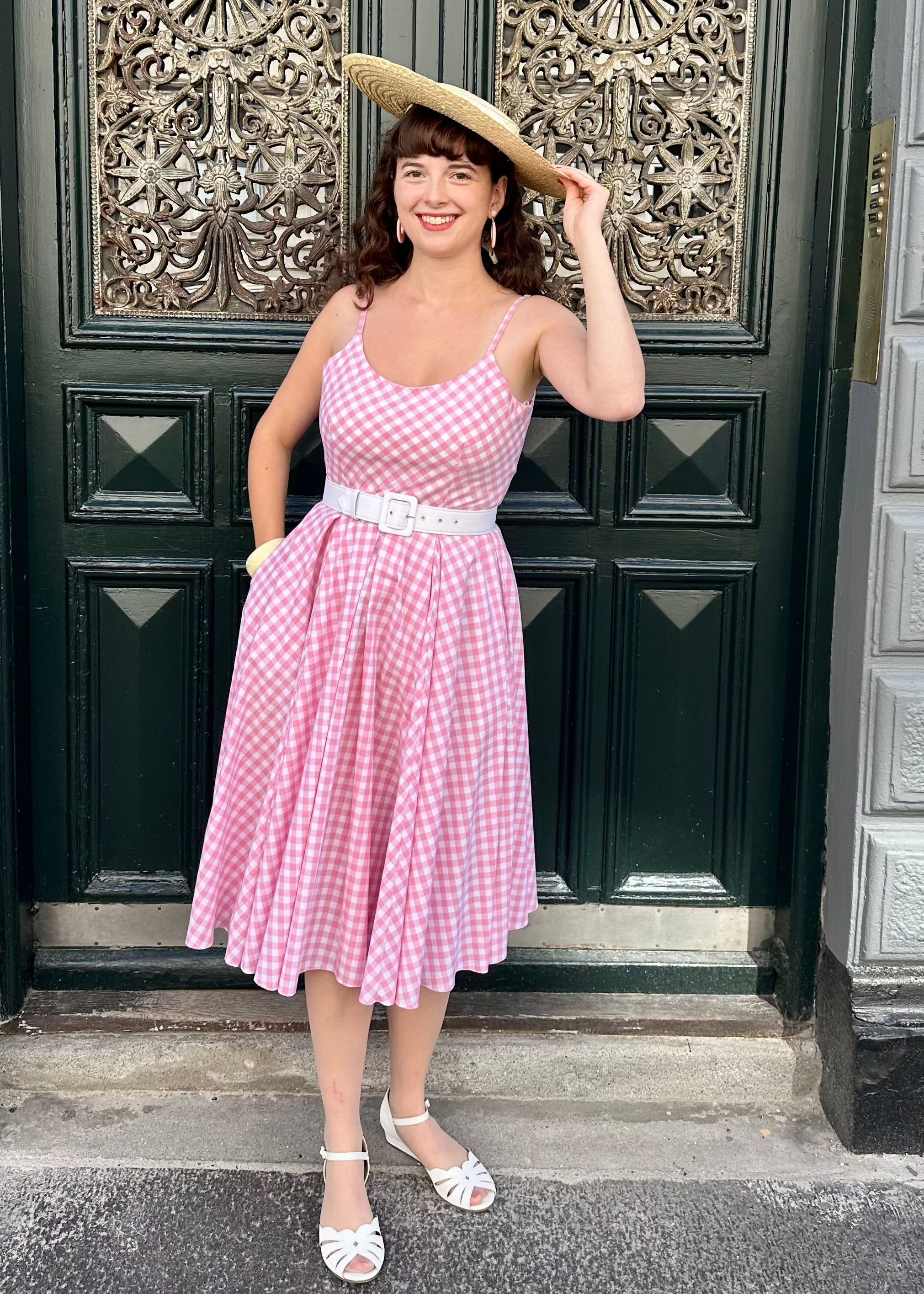 Priscilla swingkjole i rosa gingham tern Kjoler Pretty Dress Company 