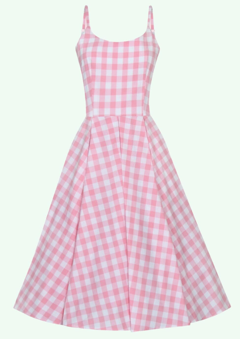Priscilla swingkjole i store pink gingham tern Kjoler Pretty Dress Company 