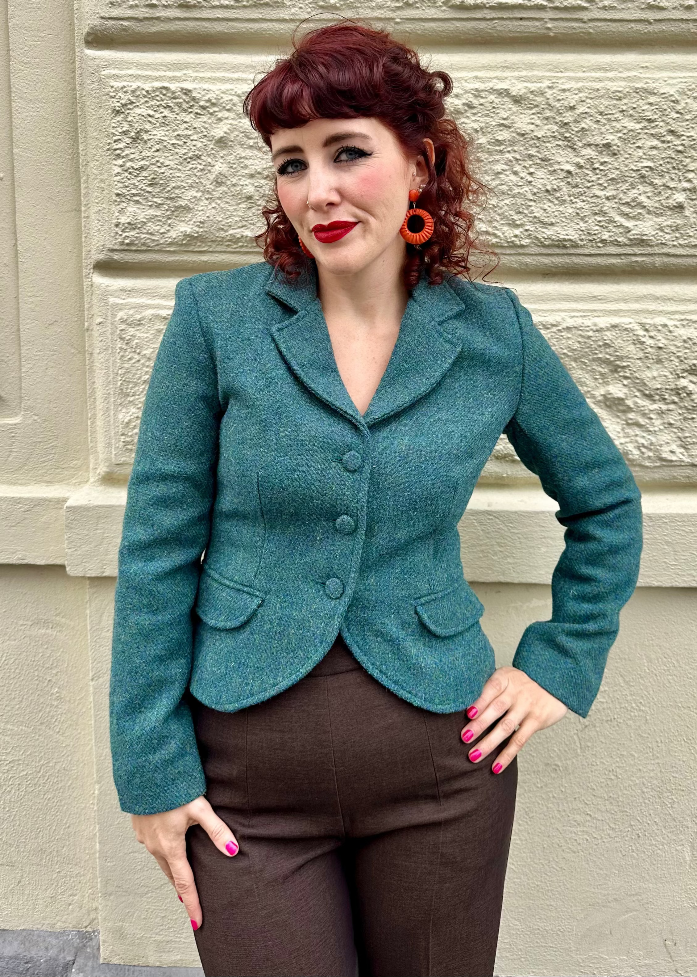 Riding Jacket i Teal Uld jakke Palava 