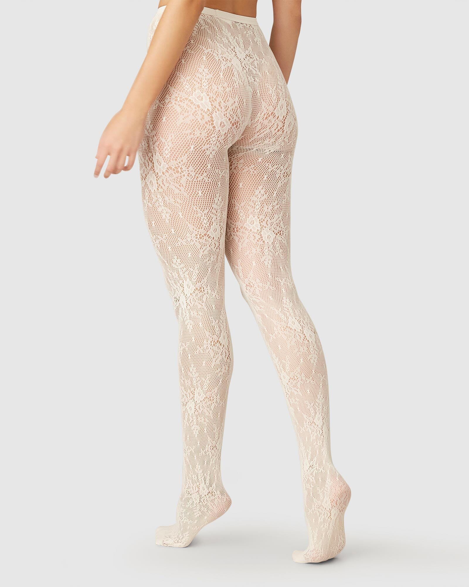 Rosa blonde strømpebukser i hvid Accessories Swedish Stockings 