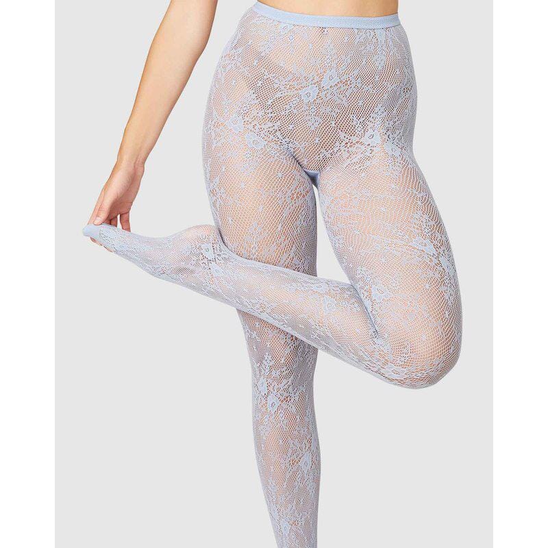 Rosa blonde strømpebukser i støvet blå Accessories Swedish Stockings 