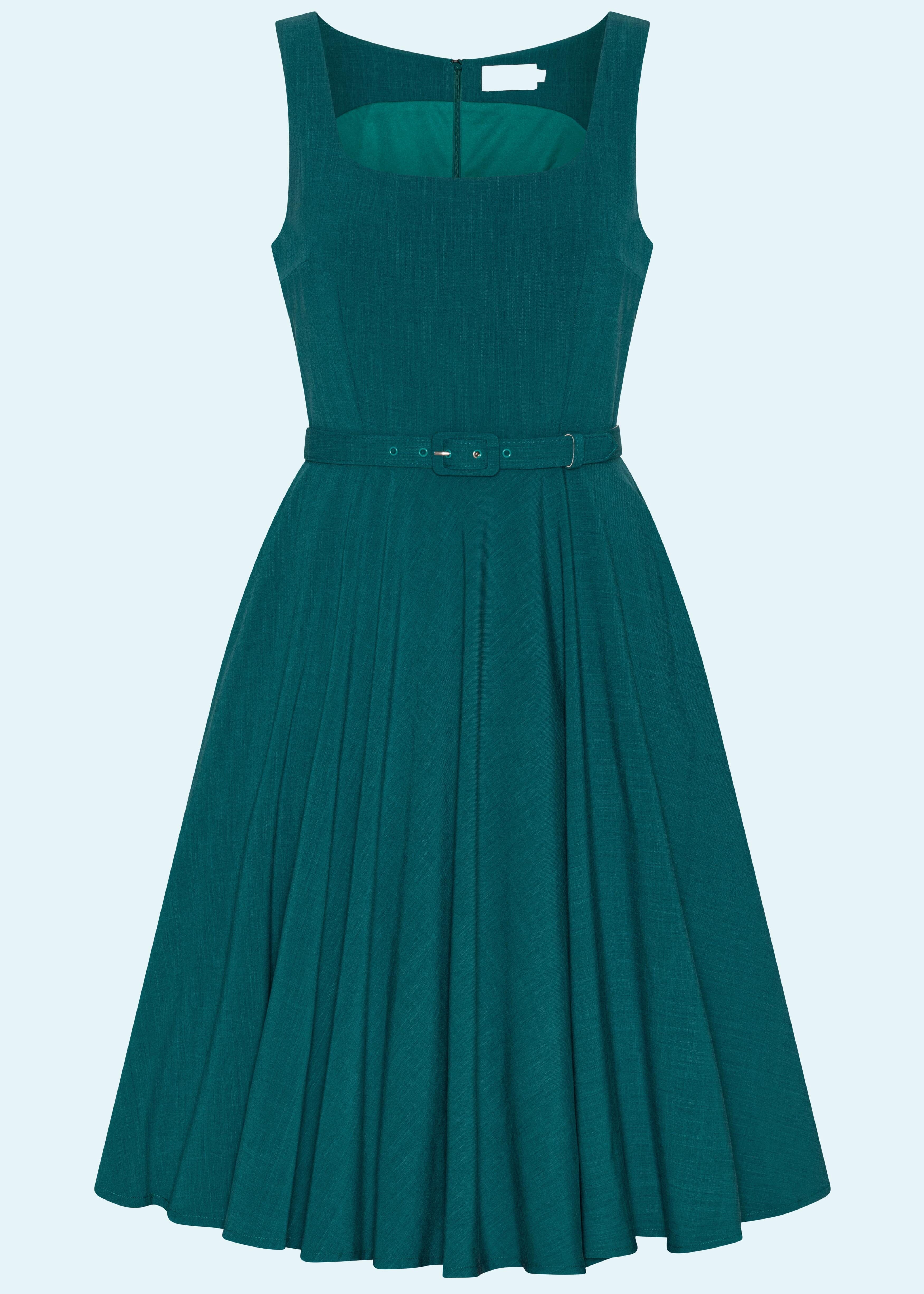 Rosie swingkjole med brede stropper i teal blå Kjoler Daisy Dapper 