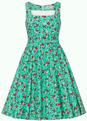 Rosie swingkjole med brede stropper - mint bloom swing kjole Daisy Dapper 