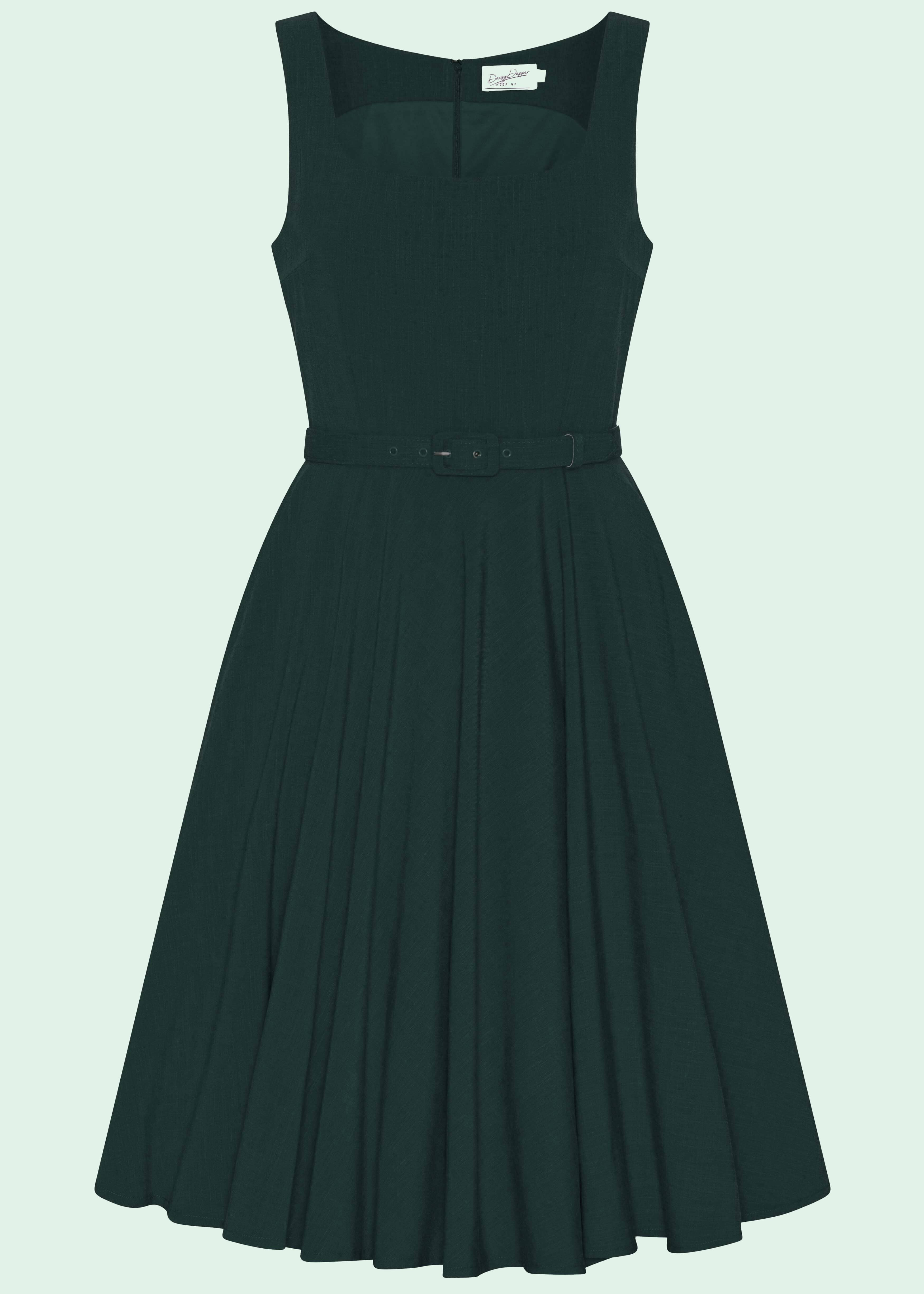 Rosie swingkjole med brede stropper - mørk grøn Kjoler Daisy Dapper 