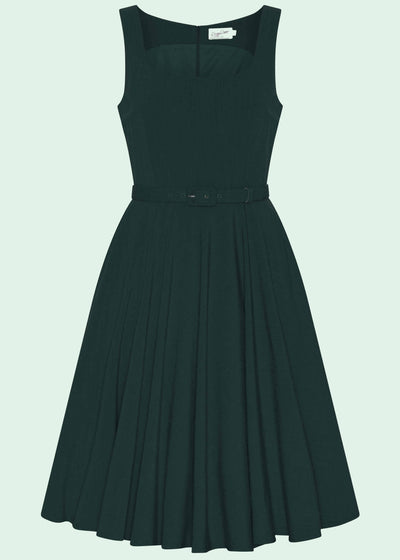 Rosie swingkjole med brede stropper - mørk grøn Kjoler Daisy Dapper 