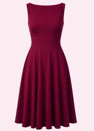 Ruby boatneck swingkjole - berry linen look swing kjole Daisy Dapper 