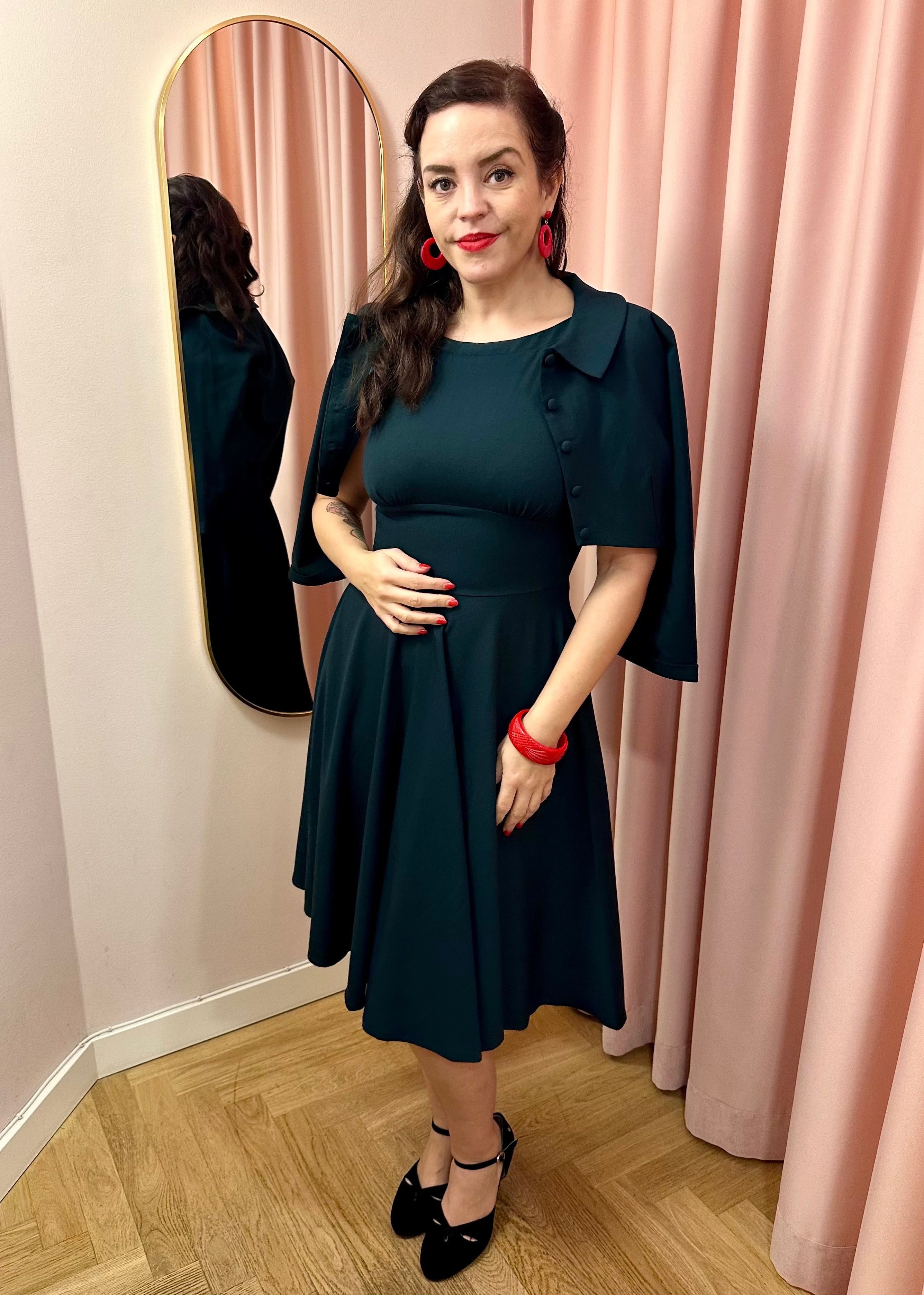 Ruby boatneck swingkjole - mørk grøn swing kjole Daisy Dapper 