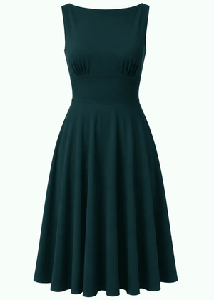 Ruby boatneck swingkjole - mørk grøn swing kjole Daisy Dapper 