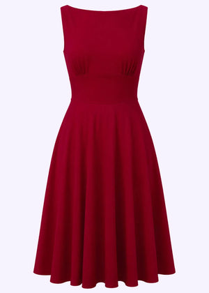 Ruby boatneck swingkjole - rød swing kjole Daisy Dapper 