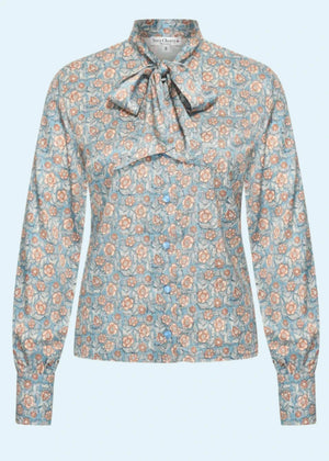 Ruffle Blouse i Autumn Bloom med bindesløjfe langærmet skjorte Very Cherry 