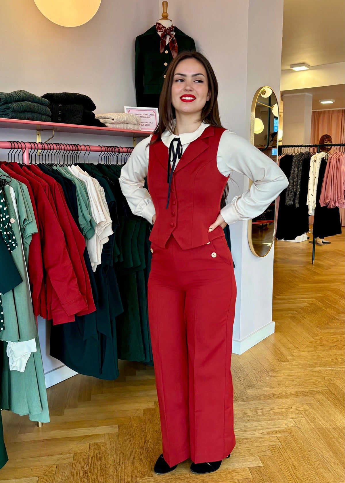 Sally højtaljede bukser med knapper - rust bukser Daisy Dapper 