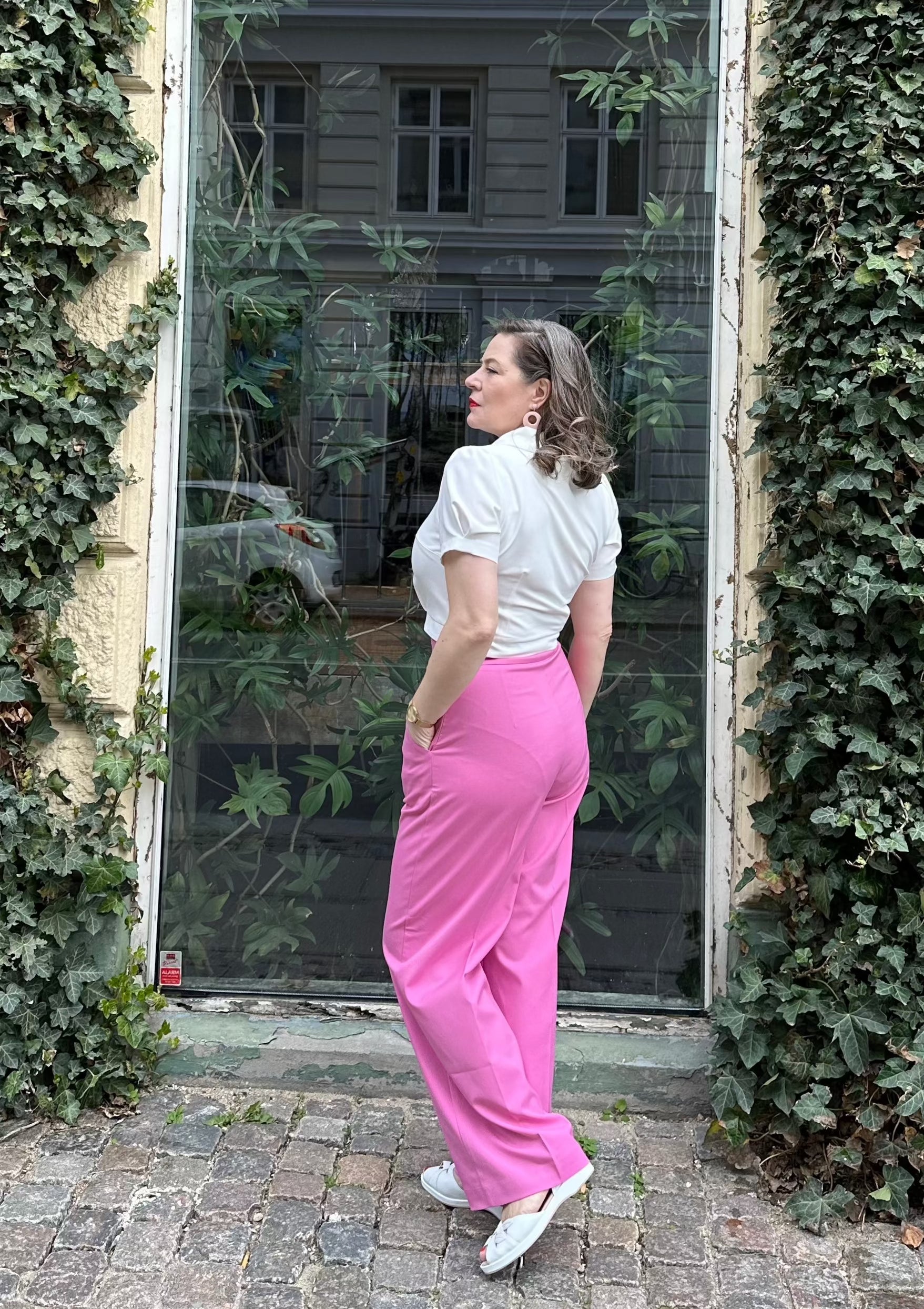 Sally højtaljede sailorbukser i cerise pink tøj Daisy Dapper 