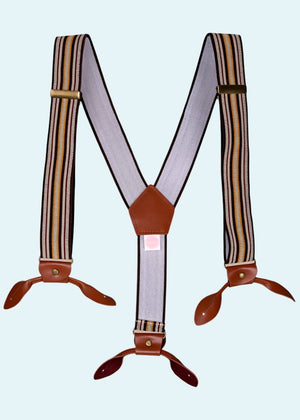 Sassy suspenders seler i 'Brown Stripe' tøj Mondo Kaos 