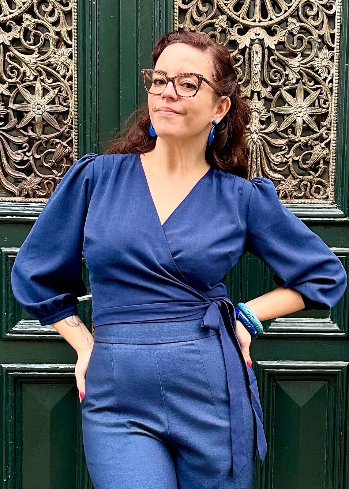 Slåom bluse med 3/4 lange ærmer - navy blå bluse Daisy Dapper 