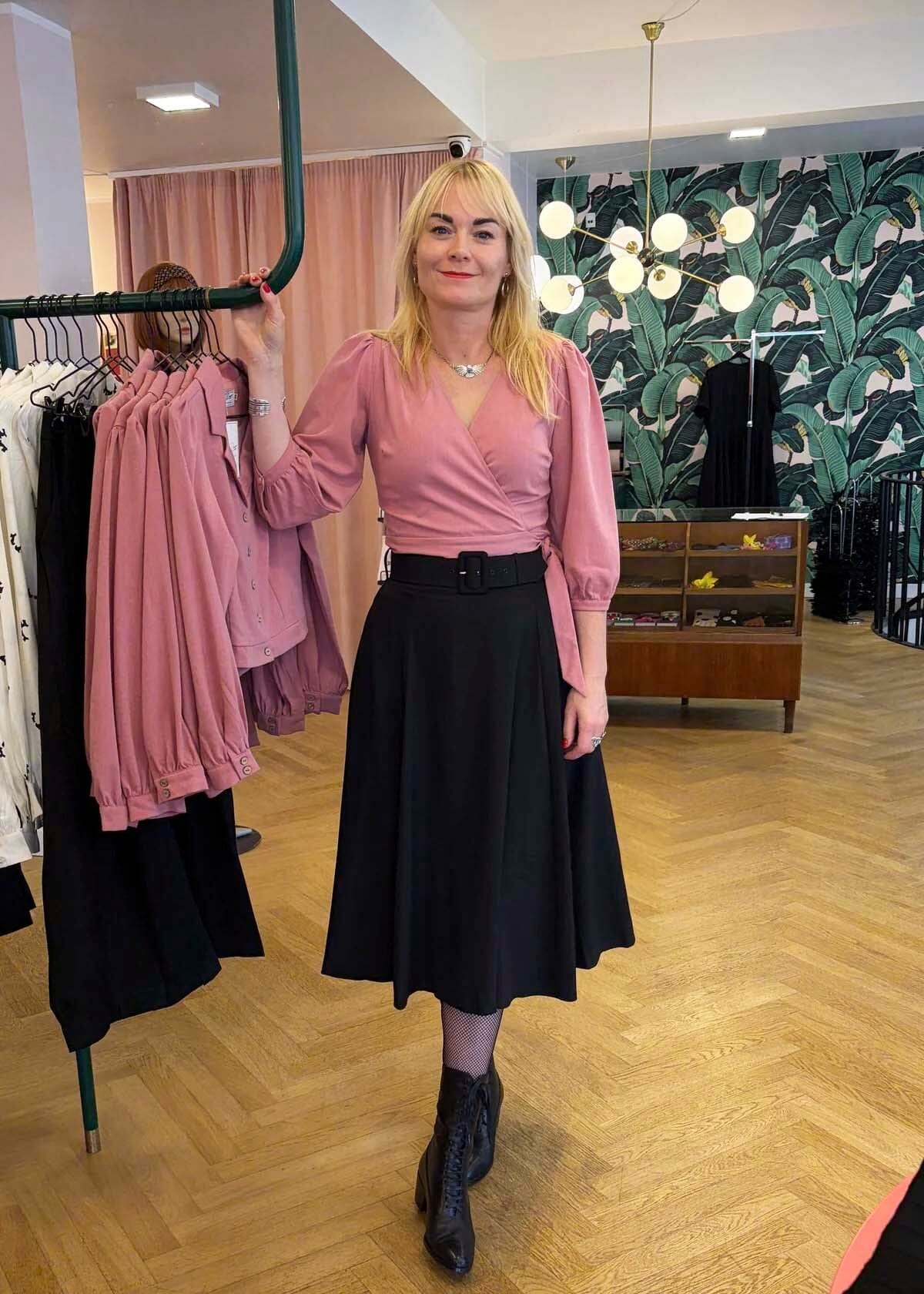 Slåom bluse med 3/4 lange ærmer - rose linen look slåom bluse Daisy Dapper 