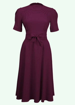 Stanwyck 1940'er stils kjole i aubergine aline kjole House of Foxy 