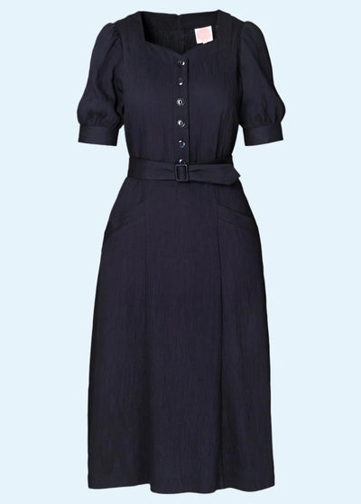 Sweetheart Shirt Dress skjortekjole i navy aline kjole Emmy Design 