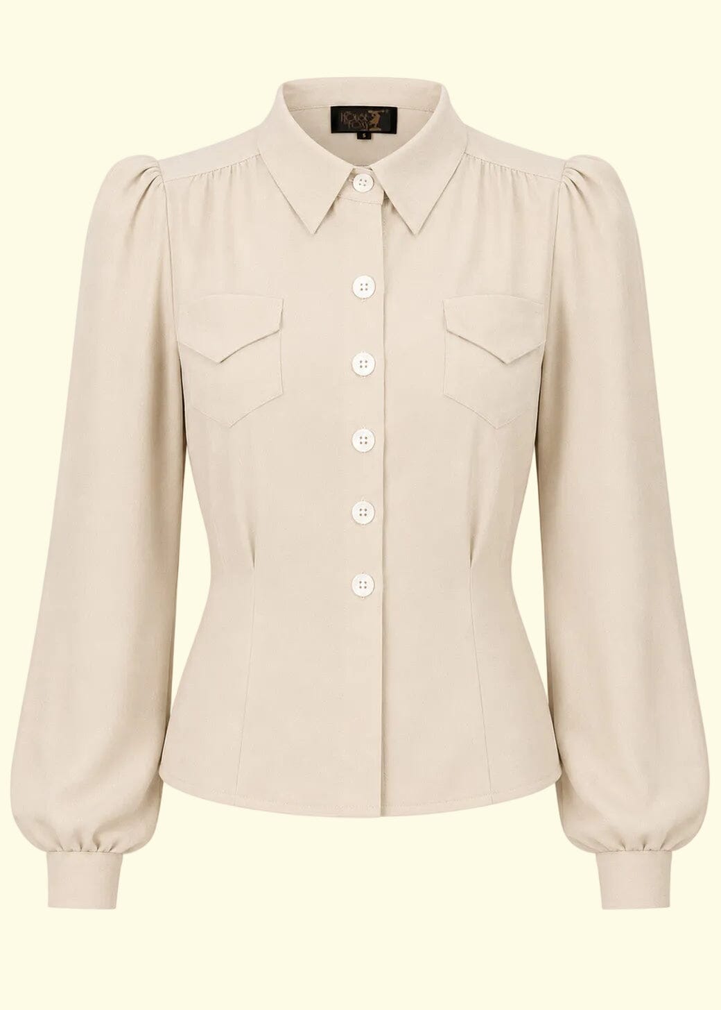 Sweetheart vintage stils skjorte - creme langærmet skjorte House of Foxy 