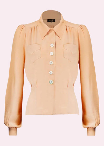 Sweetheart vintage stils skjortebluse i abrikos tøj House Of Foxy 