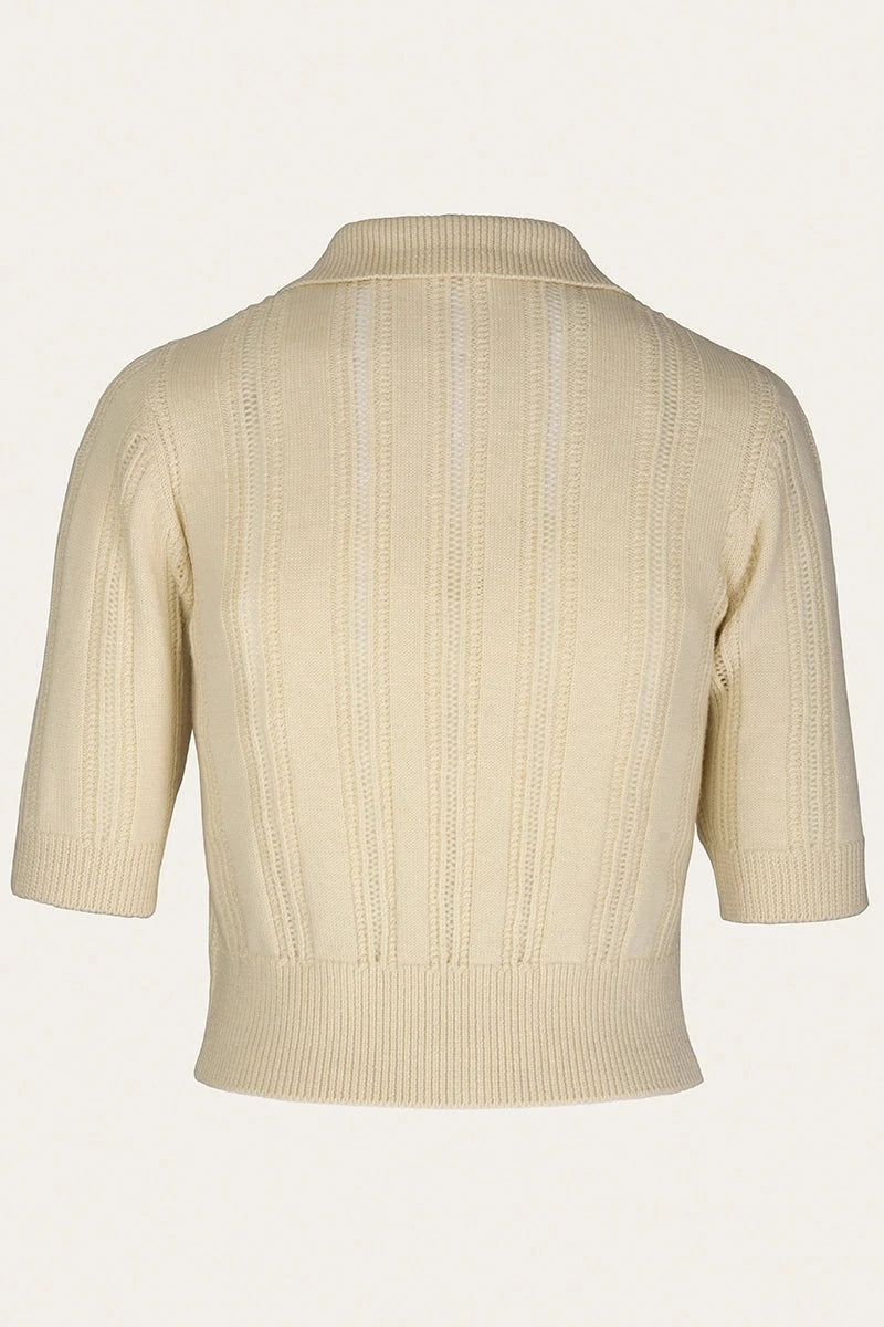 The Contrast Cardigan i råhvid strik Emmy Design 