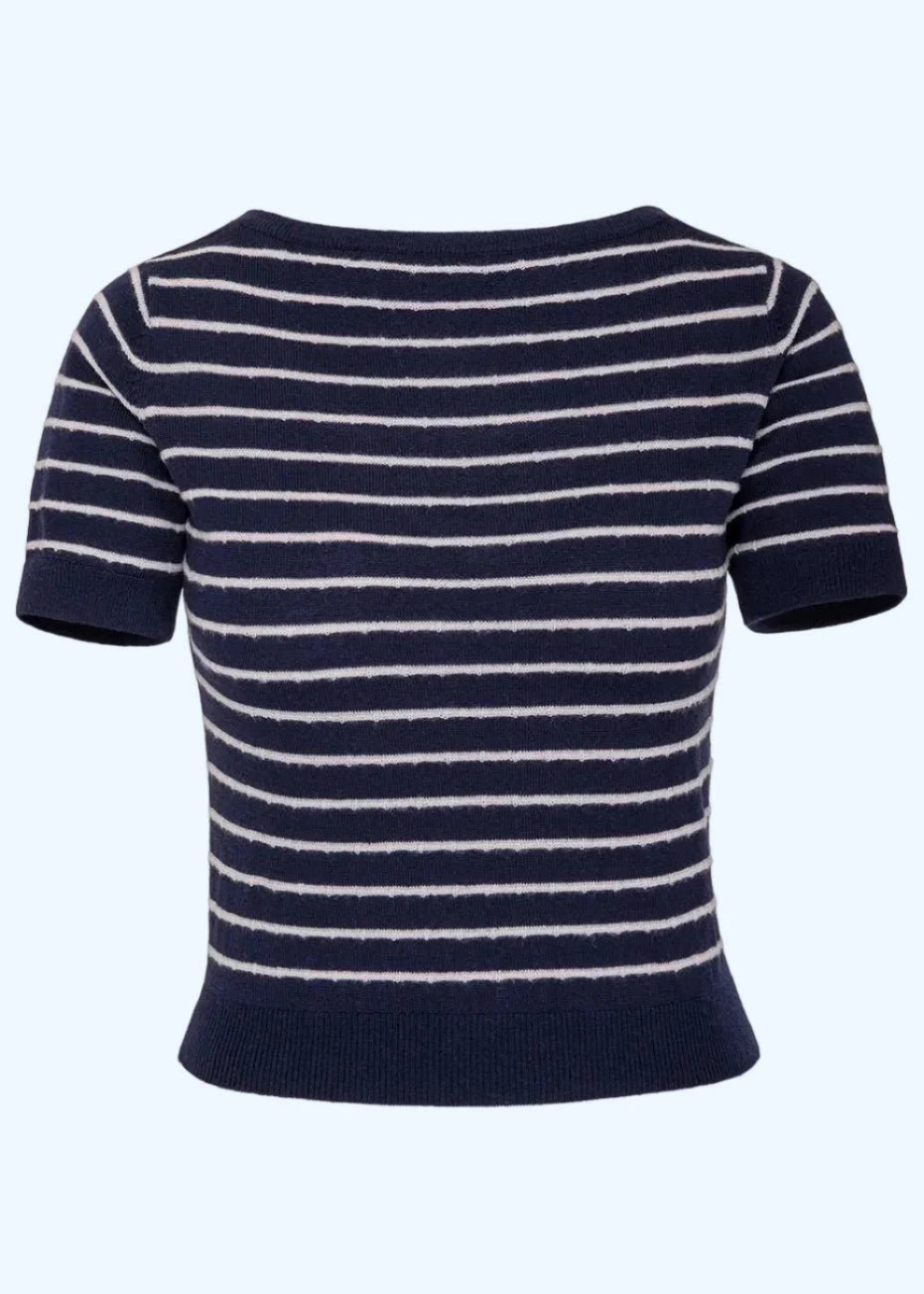 The "Emmy Goes to Paris" Top - Navy stribet uld bluse Emmy Design 