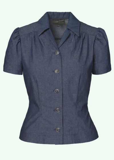 The Famous Favorite blouse skjorte i mørk denim langærmet skjorte Emmy Design 