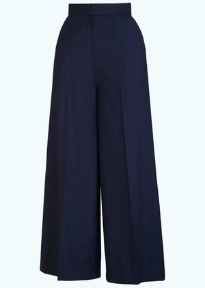 The Palazzo Perfection Pants - Navy herringbone wool bukser Emmy Design 