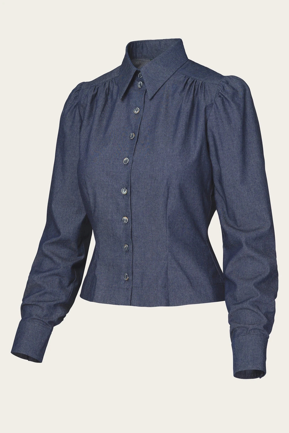 The Spectacular Spearpoint skjorte i dark denim langærmet skjorte Emmy Design 