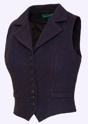 The Watchmaker’s Waistcoat - Maroon & midnight wool tweed vest Emmy Design 