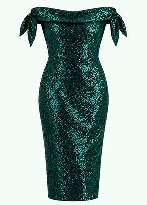 Tilly pencil kjole - grøn palliet pencil kjole Pretty Dress Company 