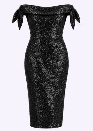 Tilly pencil kjole - sort palliet pencil kjole Pretty Dress Company 